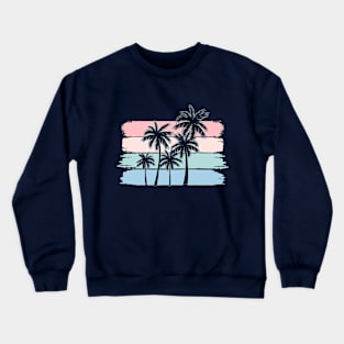 Palm Tree Tropical Beach Pastel Color Vacation Crewneck Sweatshirt